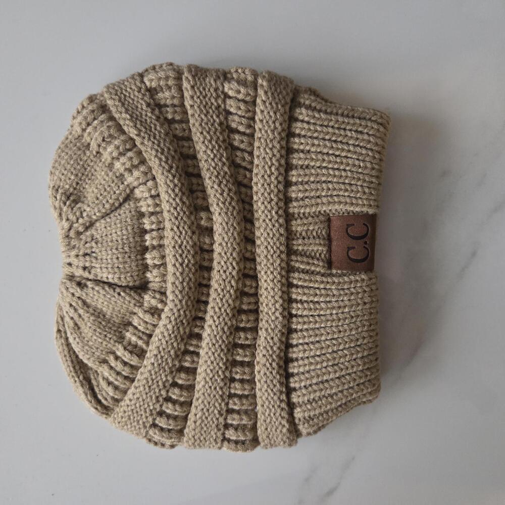 C.C Knit Ponytail Beanie - Cozy and‎ Stylish Winter Hat